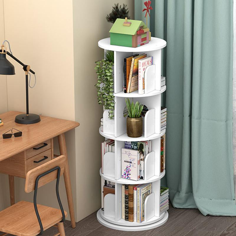 360° Rotating Bookshelf Tower – Wooden Display Rack for Bedroom & Home Decor