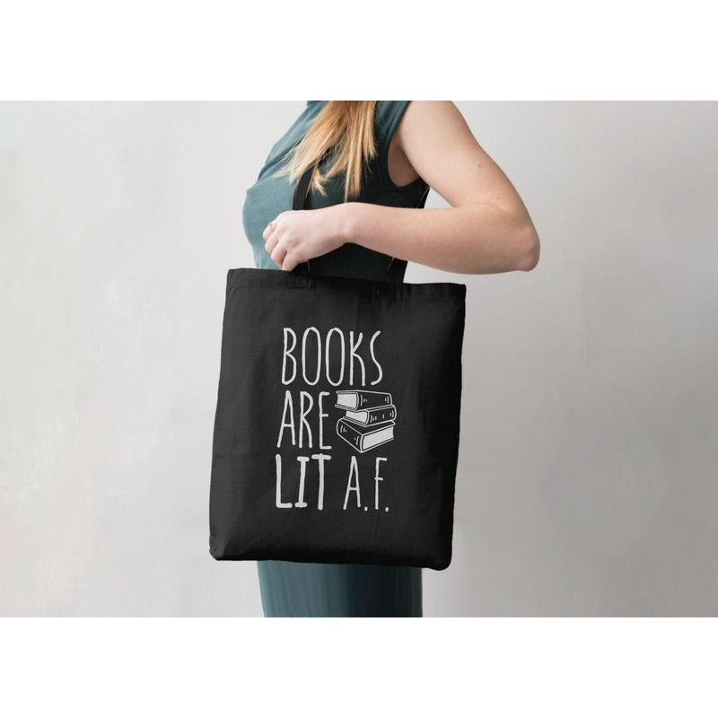 Books Are Lit AF – Premium Canvas Tote Bag for Readers