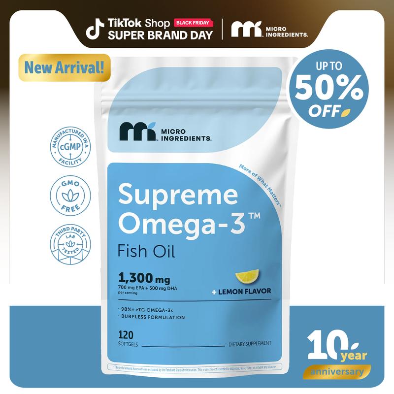 Ultra Strength Omega-3 Fish Oil Softgels | High EPA & DHA + Vitamin D3 | Burpless Lemon Flavor - SBody Kings