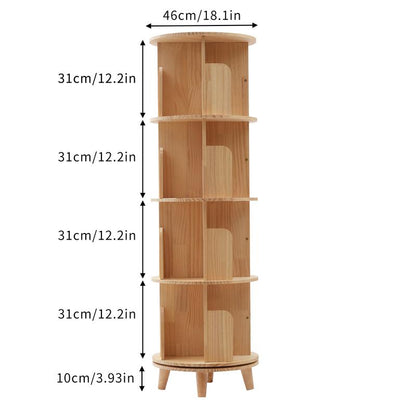360° Rotating Bookshelf Tower – Wooden Display Rack for Bedroom & Home Decor