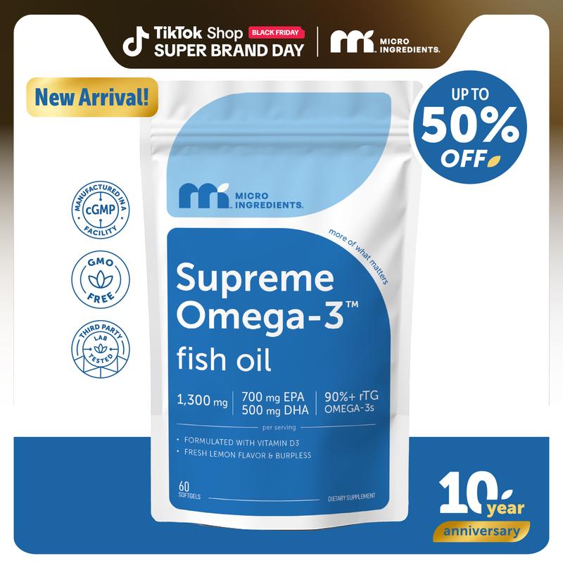 Ultra Strength Omega-3 Fish Oil Softgels | High EPA & DHA + Vitamin D3 | Burpless Lemon Flavor - SBody Kings
