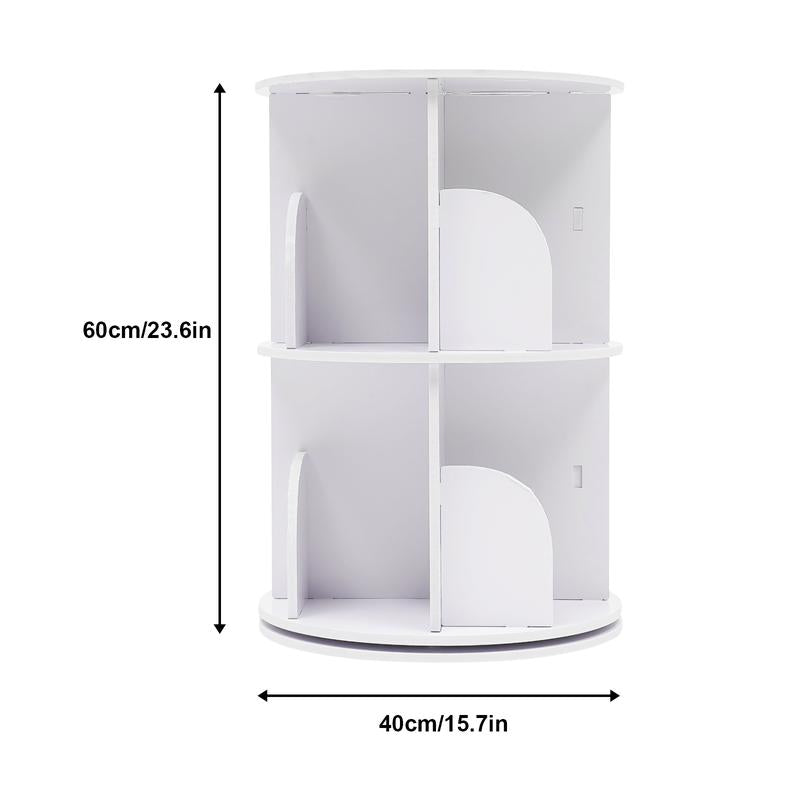 360° Rotating Bookshelf Tower – Wooden Display Rack for Bedroom & Home Decor