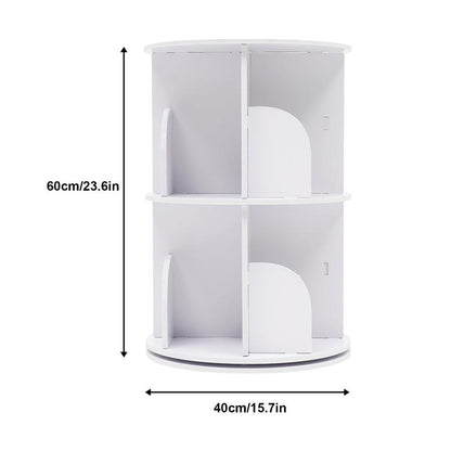 360° Rotating Bookshelf Tower – Wooden Display Rack for Bedroom & Home Decor