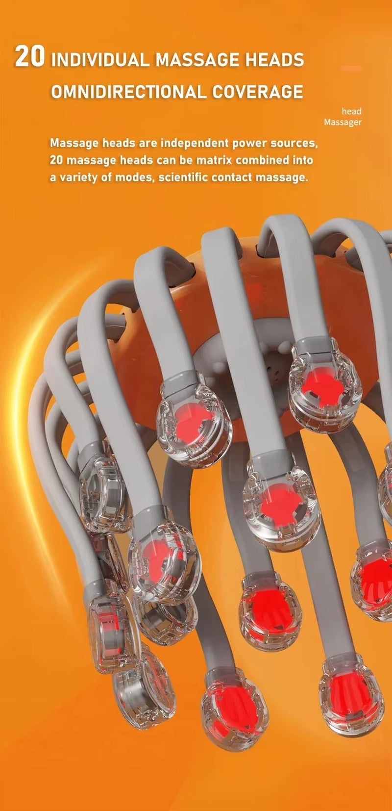 20-Head Scalp Massager with Red Light – Stress Relief Octopus Vibrator - SBody Kings