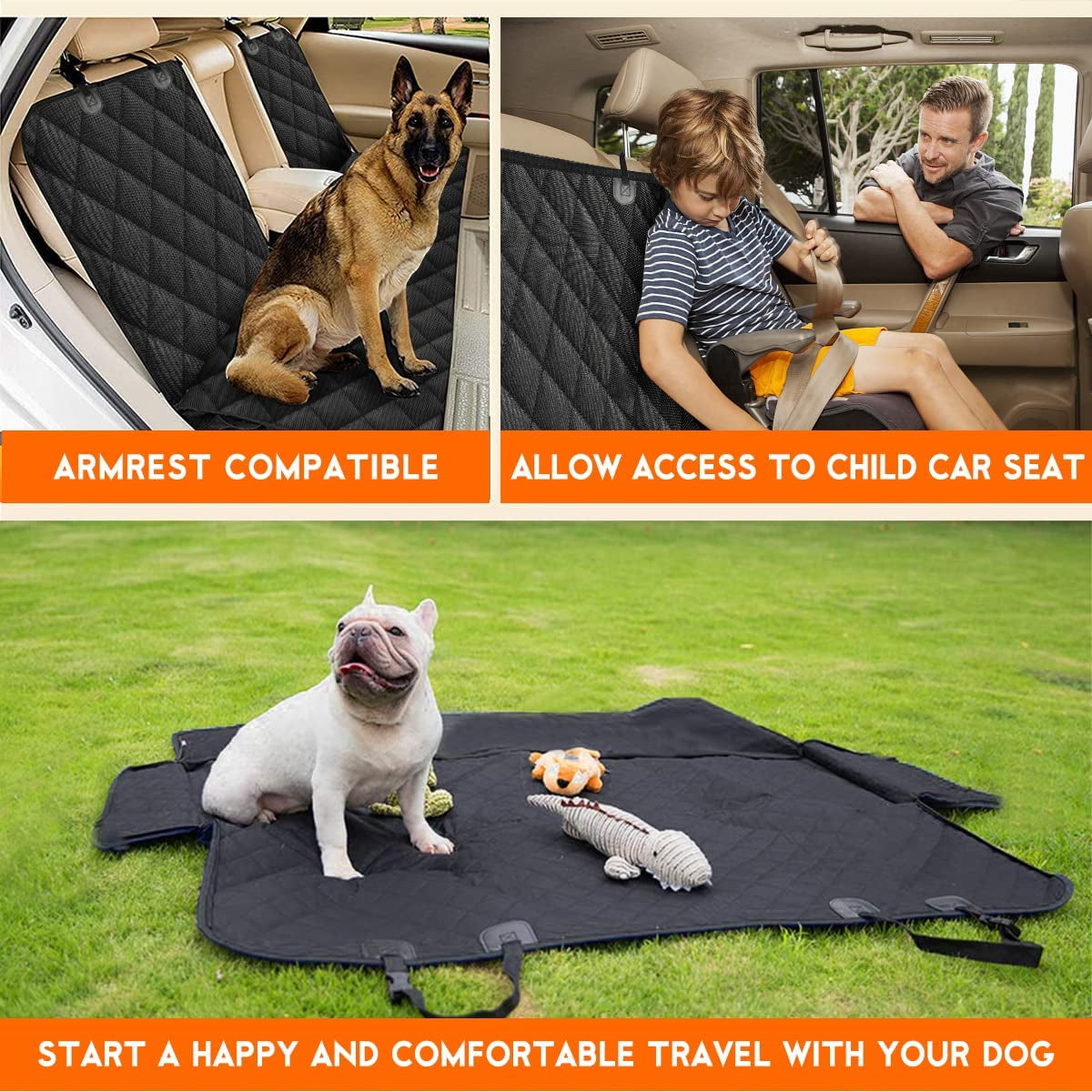 Waterproof Dog Car Seat Cover – Non-Slip Pet Back Seat Protector for Cars, Trucks & SUVs