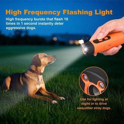 Professional Dog Bark Deterrent Device – Sonic Anti-Bark Trainer with LED Flashlight | Rechargeable & Portable