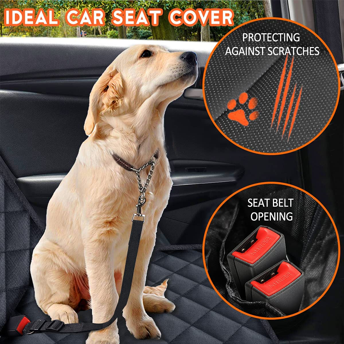 Waterproof Dog Car Seat Cover – Non-Slip Pet Back Seat Protector for Cars, Trucks & SUVs