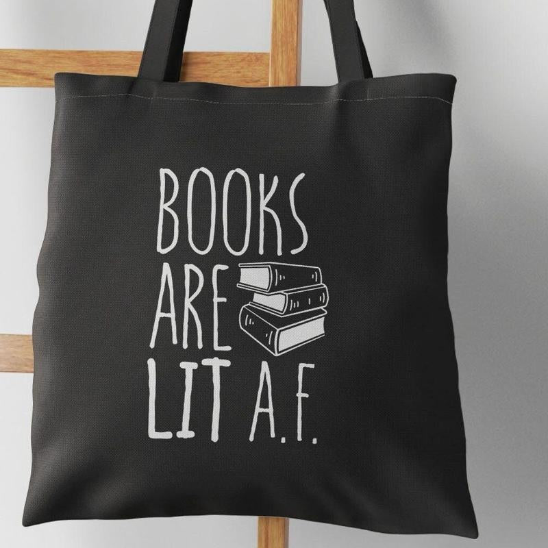 Books Are Lit AF – Premium Canvas Tote Bag for Readers