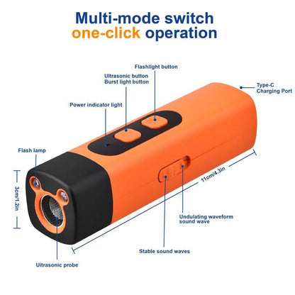 Professional Dog Bark Deterrent Device – Sonic Anti-Bark Trainer with LED Flashlight | Rechargeable & Portable