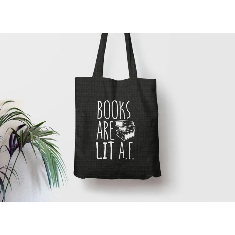 Books Are Lit AF – Premium Canvas Tote Bag for Readers