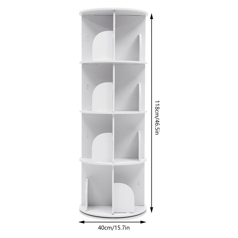 360° Rotating Bookshelf Tower – Wooden Display Rack for Bedroom & Home Decor