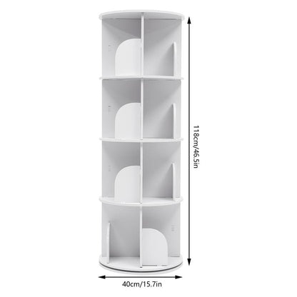 360° Rotating Bookshelf Tower – Wooden Display Rack for Bedroom & Home Decor