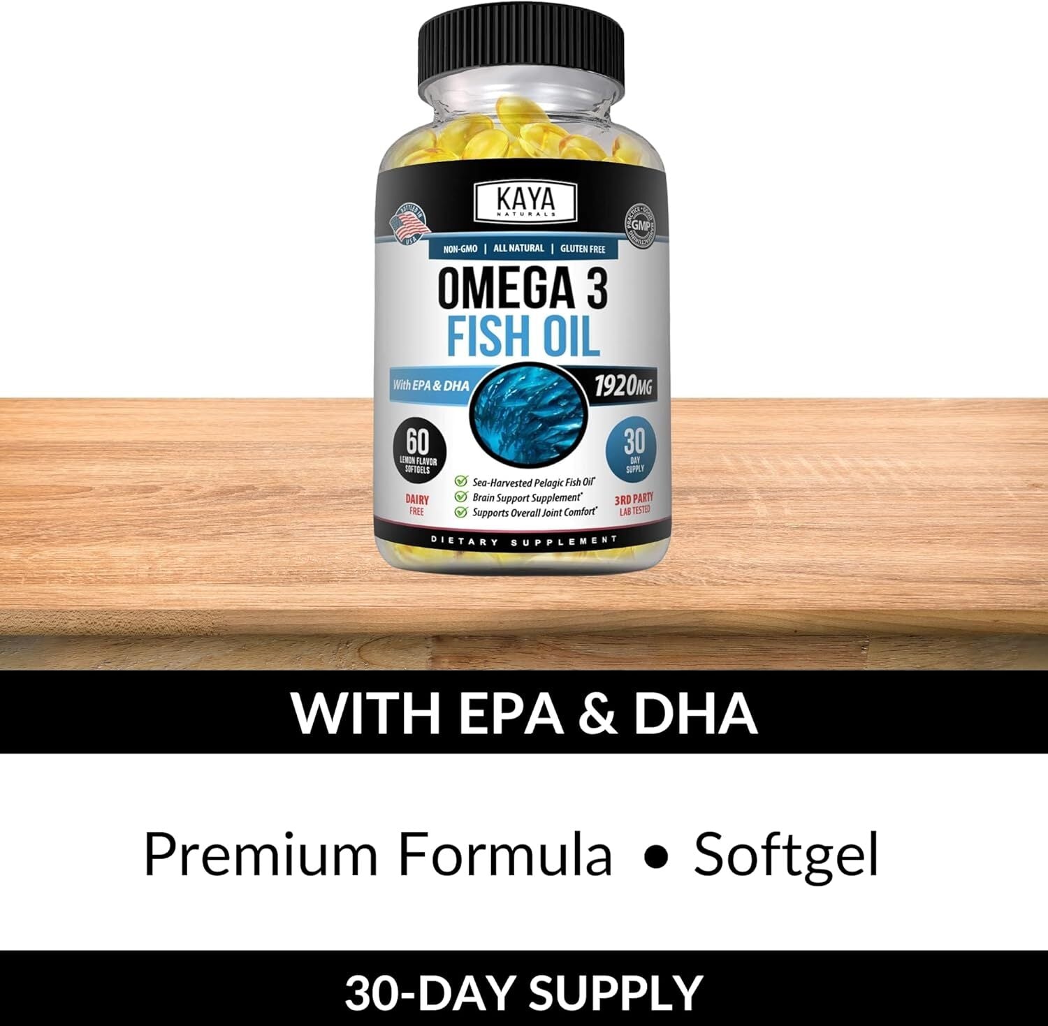 Ultra Pure Omega 3 - No Fishy Taste - 30 Capsules - SBody Kings