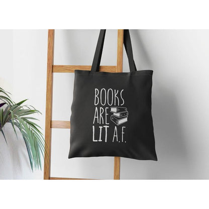 Books Are Lit AF – Premium Canvas Tote Bag for Readers