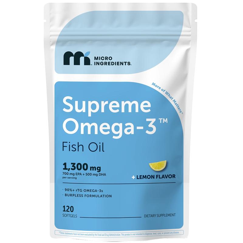 Ultra Strength Omega-3 Fish Oil Softgels | High EPA & DHA + Vitamin D3 | Burpless Lemon Flavor - SBody Kings