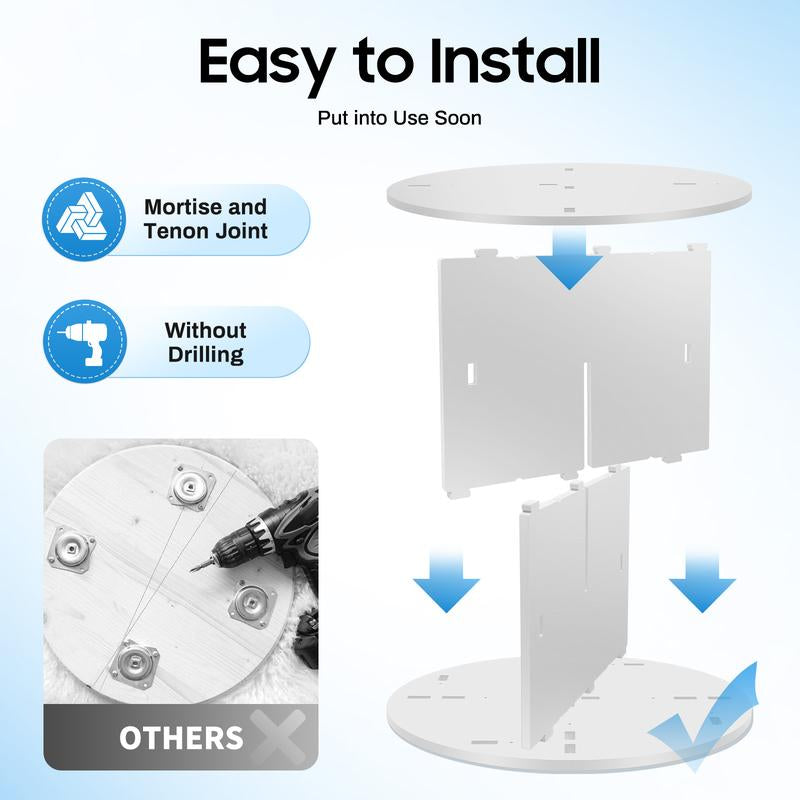 360° Rotating Bookshelf Tower – Wooden Display Rack for Bedroom & Home Decor